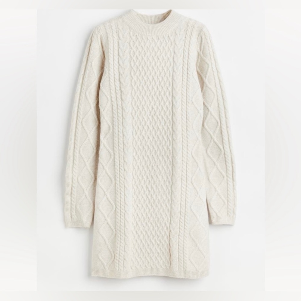 HM white cable knit sweater dress Large